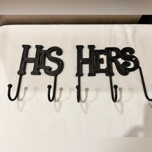 Black His and Hers Wall Hooks